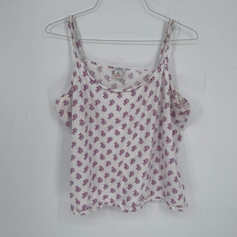 J.Crew Style Women's White Floral Cotton Cami Tank Top Size XXL